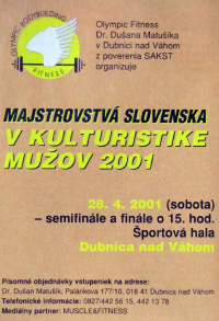 Majstrovstvá SR v kulturistike mužov - 28.4.2001 - Dubnica nad Váhom - SK